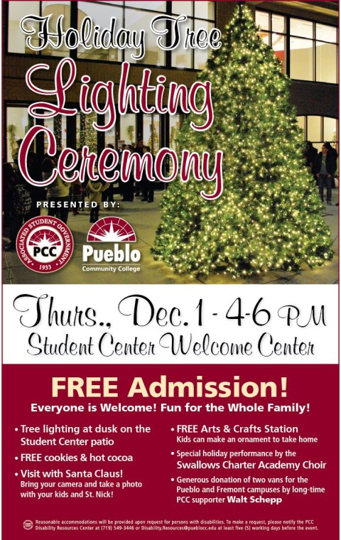 PCC Lights up the campus on December 1 – Everyone invited to attend!