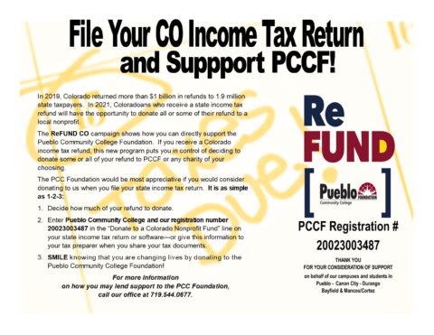YOUR 2020 COLORADO TAX RETURN COULD BENEFIT PCCF
